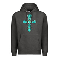 Charcoal Heather western turquoise gemstone cross Premium Hoodie - BarkalooDesign