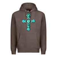 Coffee western turquoise gemstone cross Premium Hoodie - BarkalooDesign