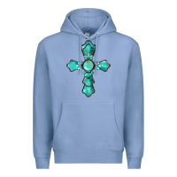 Colony Blue western turquoise gemstone cross Premium Hoodie - BarkalooDesign