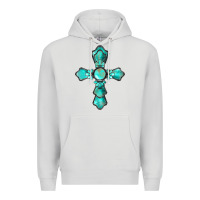 Dove Grey western turquoise gemstone cross Premium Hoodie - BarkalooDesign