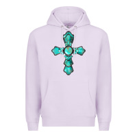 Lilac western turquoise gemstone cross Premium Hoodie - BarkalooDesign