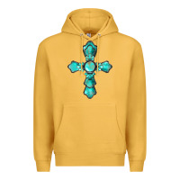Mustard western turquoise gemstone cross Premium Hoodie - BarkalooDesign