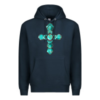 Navy western turquoise gemstone cross Premium Hoodie - BarkalooDesign