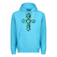 Ocean Blue western turquoise gemstone cross Premium Hoodie - BarkalooDesign