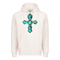 Pale Pink western turquoise gemstone cross Premium Hoodie - BarkalooDesign