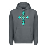 Rock western turquoise gemstone cross Premium Hoodie - BarkalooDesign