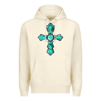 Sandshell western turquoise gemstone cross Premium Hoodie - BarkalooDesign