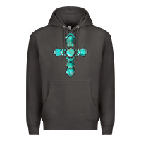 Smoke western turquoise gemstone cross Premium Hoodie - BarkalooDesign