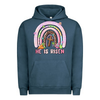 Pigment Midnight Navy he is risen easter rainbow Urban Hoodie - MaliasSmallBusiness