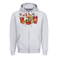 Heather Grey golden retriever coffee cups Zipper Hoodie - Zillion Design Studio