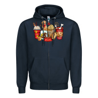 Navy golden retriever coffee cups Zipper Hoodie - Zillion Design Studio
