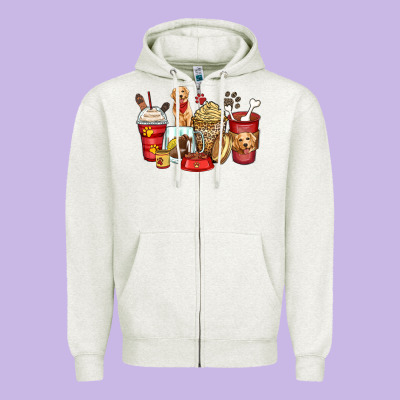 Zipper Hoodie golden retriever coffee cups