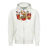 Oatmeal Heather golden retriever coffee cups Zipper Hoodie - Zillion Design Studio