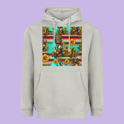 Sunflowers Donkey Seamless Pattern Heavyweight Hoodie Designed By Hra Design Shop