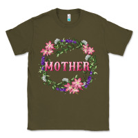 Army Green Mother With Floral Wreath Classic Tee - RanaPortraitStore