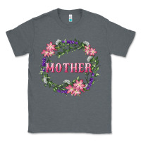Charcoal Heather Mother With Floral Wreath Classic Tee - RanaPortraitStore