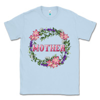 Dusty Blue Mother With Floral Wreath Classic Tee - RanaPortraitStore