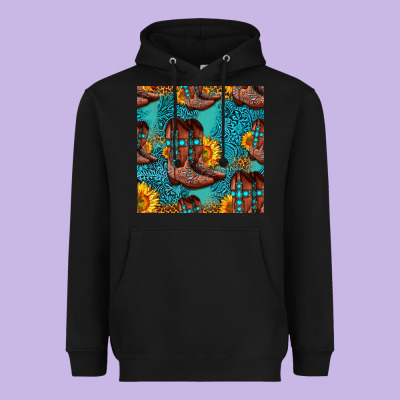 Western Boots Seamless Pattern Heavyweight Hoodie Designed By Hra Design Shop