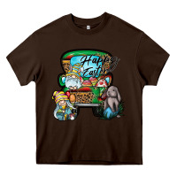 Chocolate Brown Happy Easter Heavy Core Tee - CowhideDigitalArt