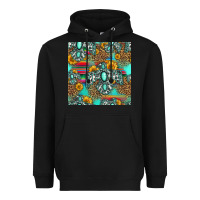 Black western turquoise thunderbird seamless pattern Heavyweight Hoodie - HRA Design Shop