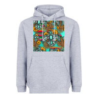 Heather Grey western turquoise thunderbird seamless pattern Heavyweight Hoodie - HRA Design Shop