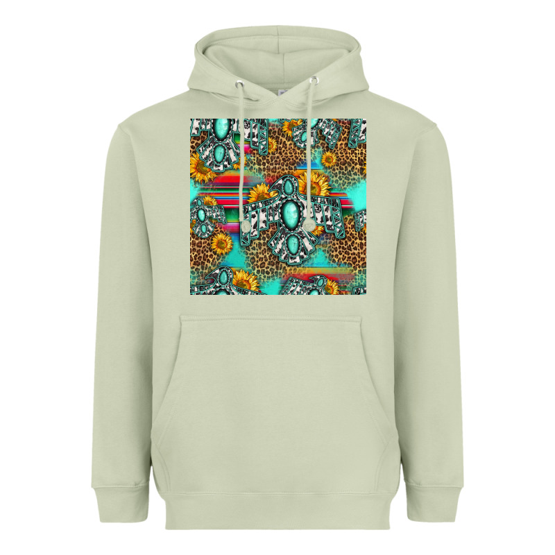 Western Turquoise Thunderbird Seamless Pattern Heavyweight Hoodie by HRA Design Shop | Teevron