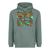 Sage western turquoise thunderbird seamless pattern Heavyweight Hoodie - HRA Design Shop