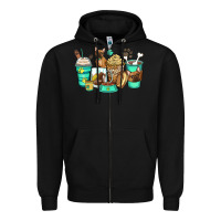 Black french bulldog coffee cups Zipper Hoodie - Zillion Design Studio