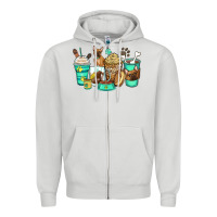 Dove Grey french bulldog coffee cups Zipper Hoodie - Zillion Design Studio
