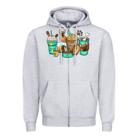 Heather Grey french bulldog coffee cups Zipper Hoodie - Zillion Design Studio