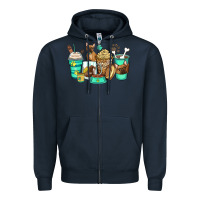 Navy french bulldog coffee cups Zipper Hoodie - Zillion Design Studio