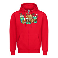 Red french bulldog coffee cups Zipper Hoodie - Zillion Design Studio