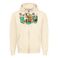 Sandshell french bulldog coffee cups Zipper Hoodie - Zillion Design Studio