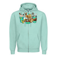 Seafoam french bulldog coffee cups Zipper Hoodie - Zillion Design Studio