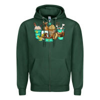 Sports Green french bulldog coffee cups Zipper Hoodie - Zillion Design Studio