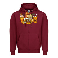 Burgundy cocker spaniel coffee cups Zipper Hoodie - Zillion Design Studio