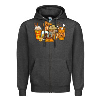 Charcoal Heather cocker spaniel coffee cups Zipper Hoodie - Zillion Design Studio