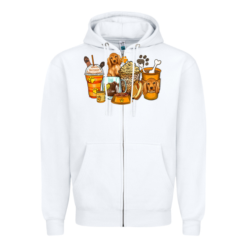 Cocker Spaniel Coffee Cups Zipper Hoodie by Zillion Design Studio | Teevron