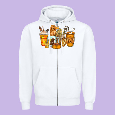 Zipper Hoodie cocker spaniel coffee cups