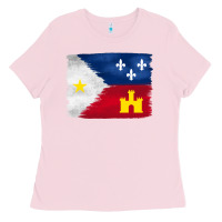 Bubblegum Pink louisiana flag background Ladies Tee - BarkalooDesign