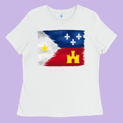 Louisiana Flag Background Ladies Tee Designed By Barkaloodesign