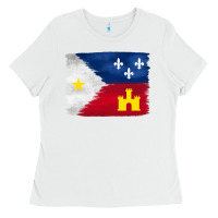 White louisiana flag background Ladies Tee - BarkalooDesign