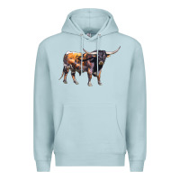 Blue Mist Texas Longhorn Bull Premium Hoodie - LillyAllenDesigns