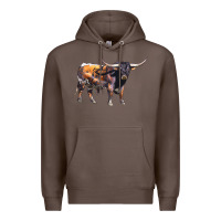 Coffee Texas Longhorn Bull Premium Hoodie - LillyAllenDesigns