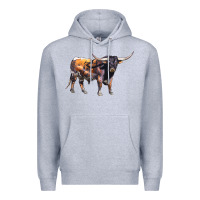 Heather Grey Texas Longhorn Bull Premium Hoodie - LillyAllenDesigns