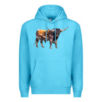Ocean Blue Texas Longhorn Bull Premium Hoodie - LillyAllenDesigns