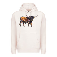Pale Pink Texas Longhorn Bull Premium Hoodie - LillyAllenDesigns