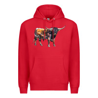 Red Texas Longhorn Bull Premium Hoodie - LillyAllenDesigns
