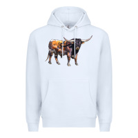 White Texas Longhorn Bull Premium Hoodie - LillyAllenDesigns
