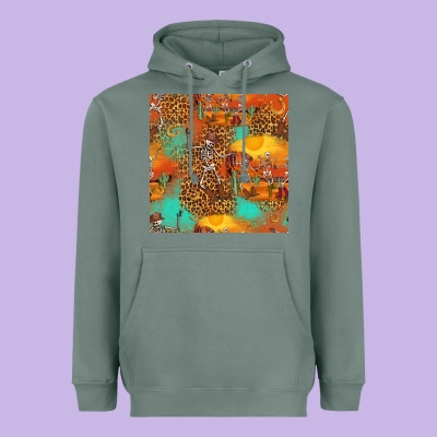 Western Skeleton Seamless Pattern Heavyweight Hoodie Designed By Hra Design Shop